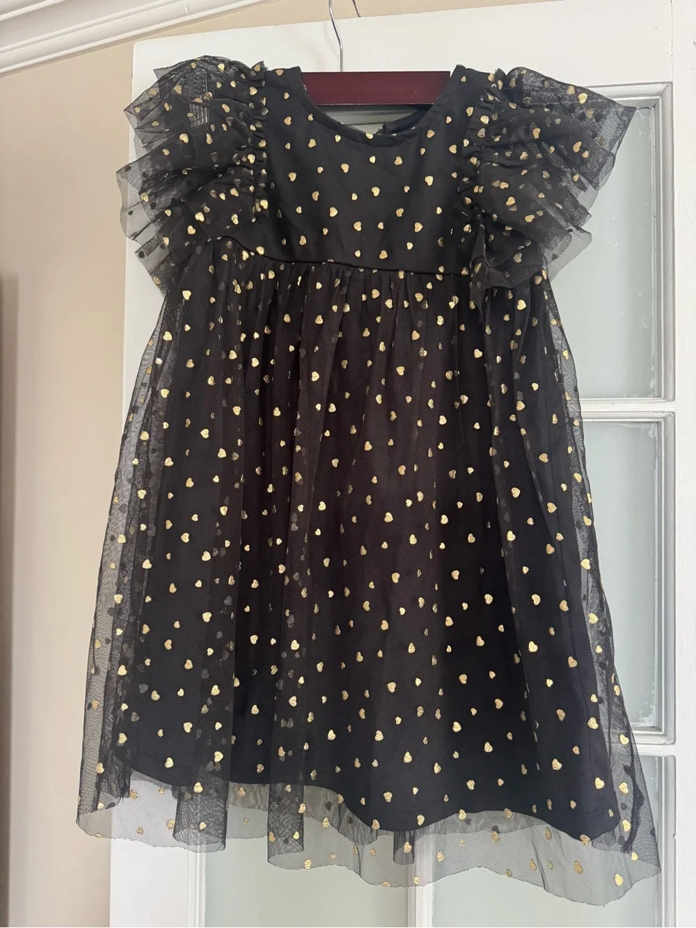 Old Navy Black Dress with Gold Heart Accents